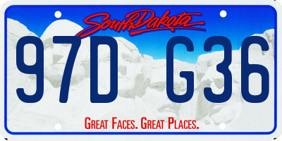 SD license plate 97DG36