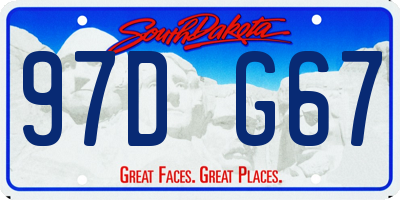 SD license plate 97DG67