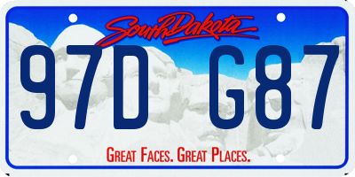 SD license plate 97DG87