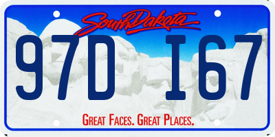 SD license plate 97DI67