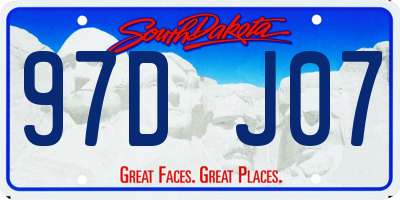 SD license plate 97DJ07