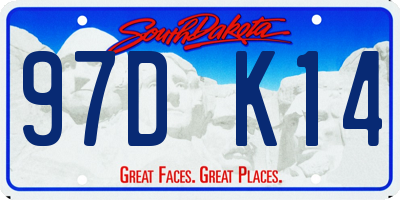 SD license plate 97DK14