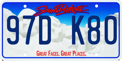 SD license plate 97DK80