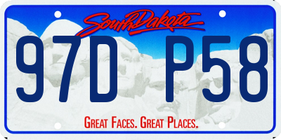 SD license plate 97DP58