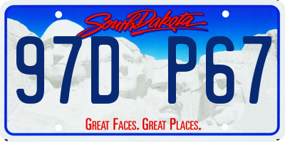 SD license plate 97DP67