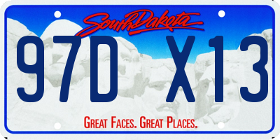SD license plate 97DX13