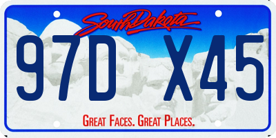SD license plate 97DX45