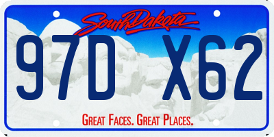 SD license plate 97DX62