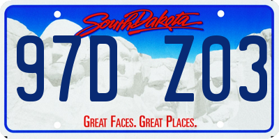 SD license plate 97DZ03