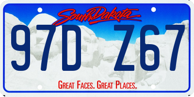 SD license plate 97DZ67