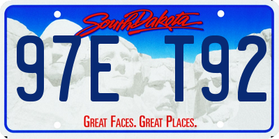 SD license plate 97ET92