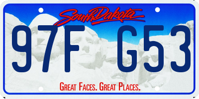 SD license plate 97FG53