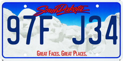 SD license plate 97FJ34