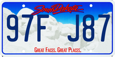 SD license plate 97FJ87