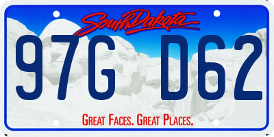 SD license plate 97GD62
