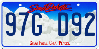 SD license plate 97GD92