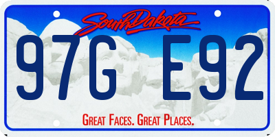 SD license plate 97GE92