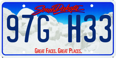 SD license plate 97GH33