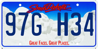 SD license plate 97GH34