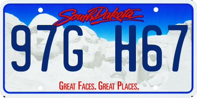 SD license plate 97GH67