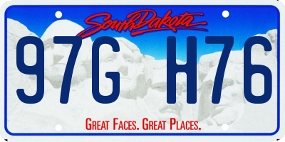 SD license plate 97GH76