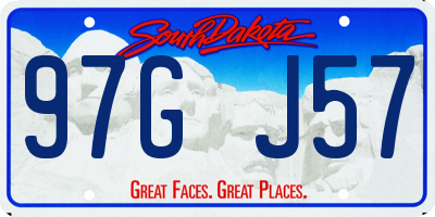 SD license plate 97GJ57
