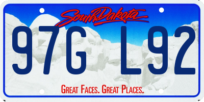 SD license plate 97GL92