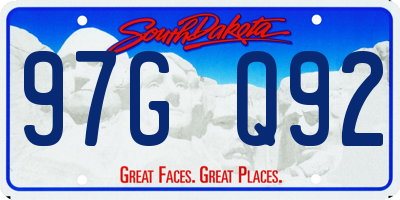 SD license plate 97GQ92