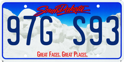 SD license plate 97GS93