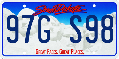 SD license plate 97GS98