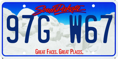SD license plate 97GW67
