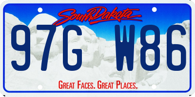 SD license plate 97GW86