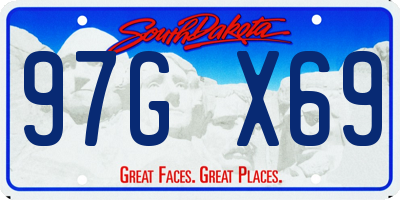 SD license plate 97GX69