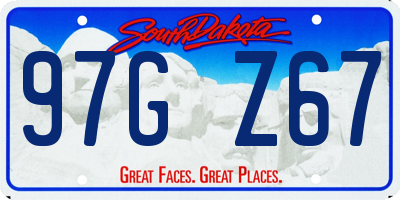 SD license plate 97GZ67