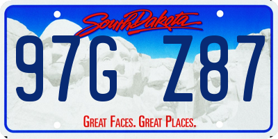 SD license plate 97GZ87