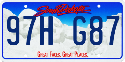 SD license plate 97HG87