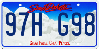 SD license plate 97HG98