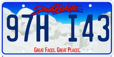 SD license plate 97HI43