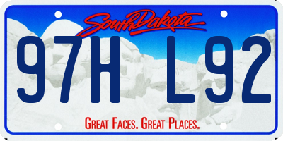 SD license plate 97HL92