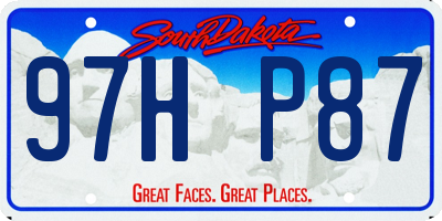 SD license plate 97HP87