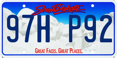 SD license plate 97HP92