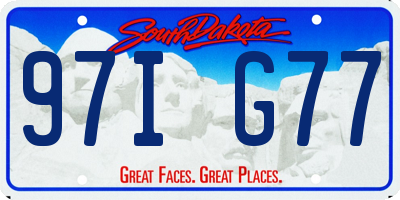 SD license plate 97IG77