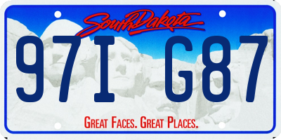 SD license plate 97IG87