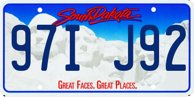 SD license plate 97IJ92