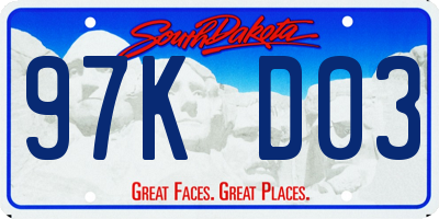 SD license plate 97KD03