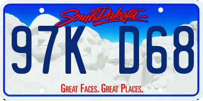 SD license plate 97KD68