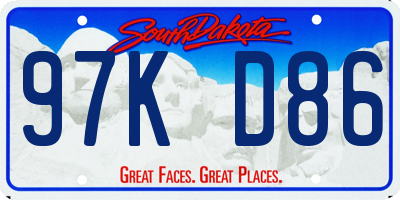 SD license plate 97KD86