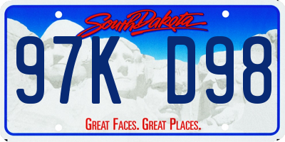 SD license plate 97KD98
