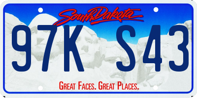 SD license plate 97KS43