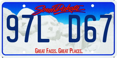 SD license plate 97LD67